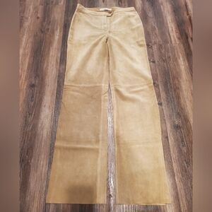 Vintage 90s Tommy Hilfiger Suede Leather Tan Beige Pants Sexy Cowgirl Biker